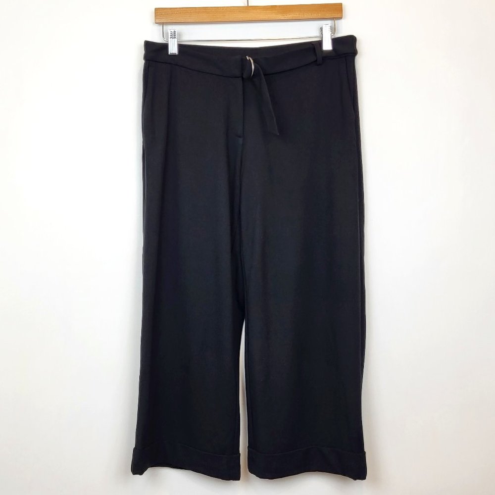 J. Jill Ponte Full Leg Black Crop Trousers, Pockets, Size Medium Petite, EUC